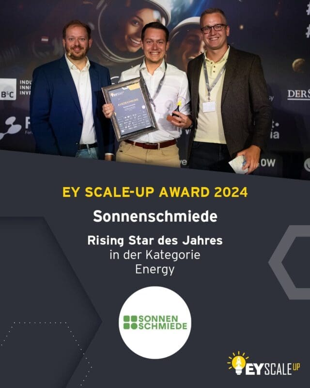 Die Sonnenschmiede als stolzer "Rising Star des Jahres" in der Kategorie "Energie"